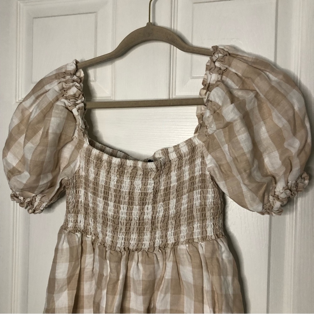 House of Harlow Gingham Puff Sleeve Linen Dress - Picture 2 of 8